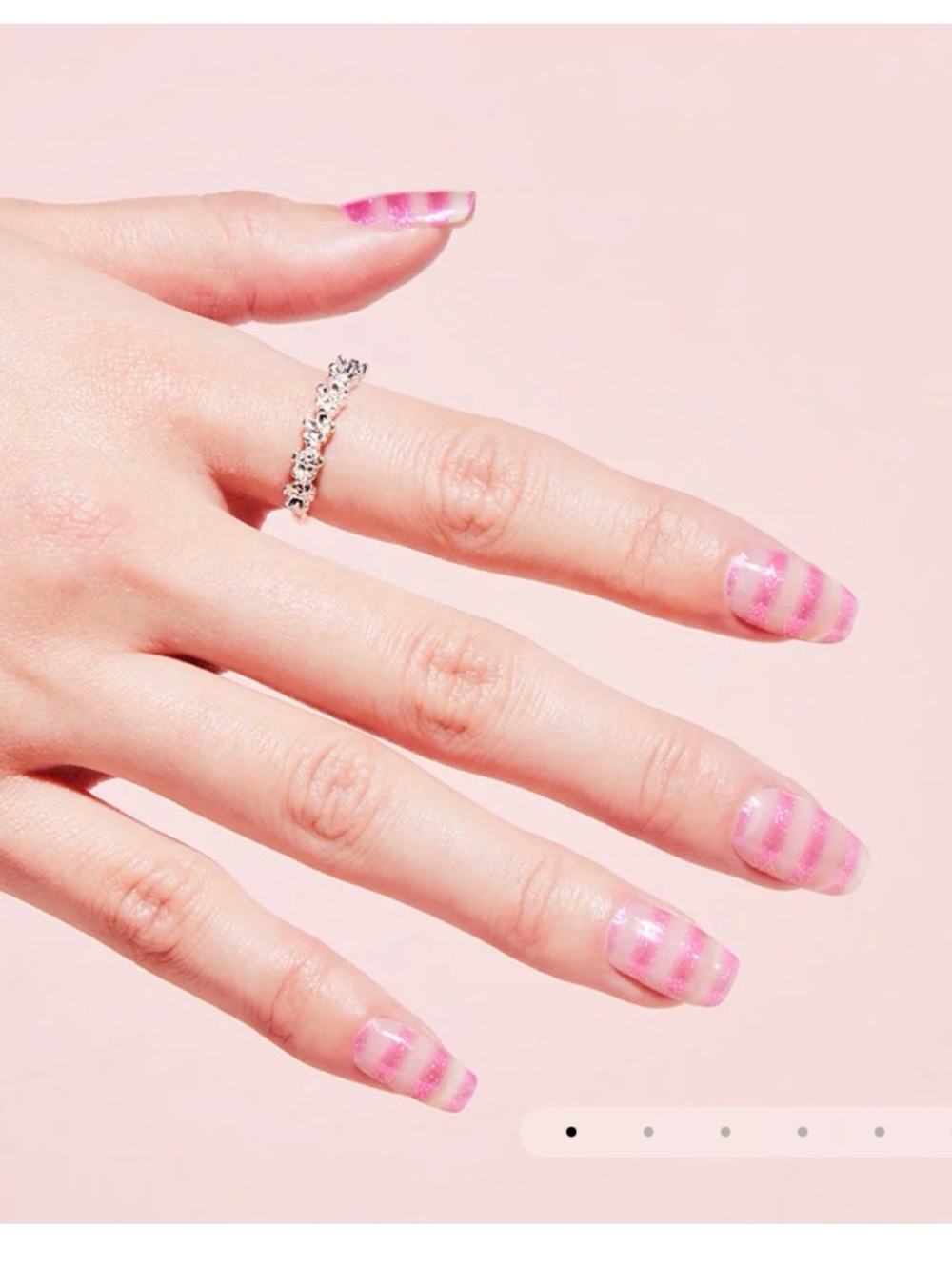 Pink Striped Nail Polish Strips— Women Makeup